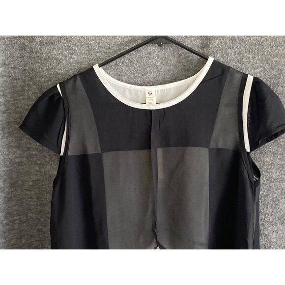 women's black white cap sleeve top partysu yy Korea size XL - Picture 5 of 11